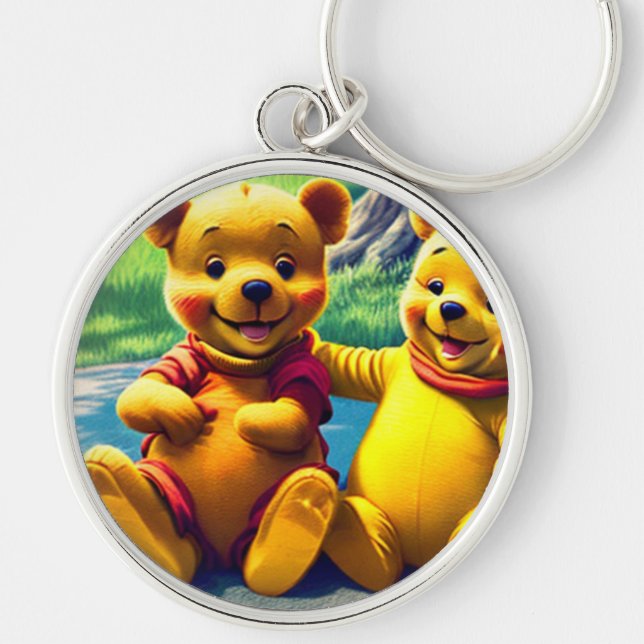 Winnie the Pooh 8. Rund Silverfärgad Nyckelring (Framsidan)