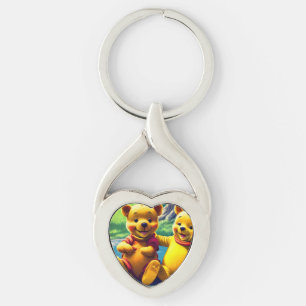 Winnie the Pooh 8. Twisted Heart Silverfärgad Nyckelring