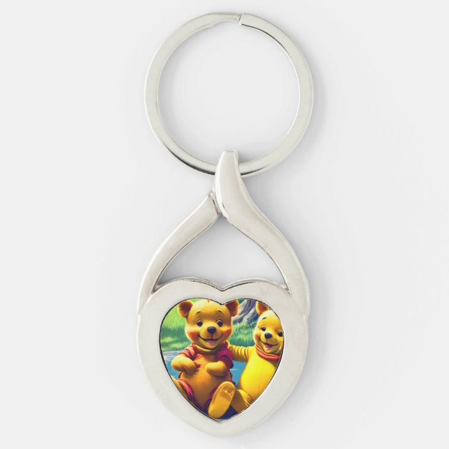 Winnie the Pooh 8. Twisted Heart Silverfärgad Nyckelring (Framsidan)