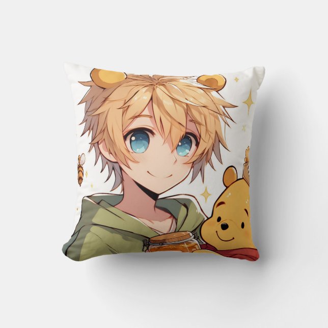 Winnie the Pooh Anime Guy V10 Dekorativ kudde (Framsida)