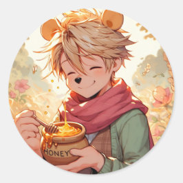 Winnie the Pooh Anime Guy V11 Sticker Runt Klistermärke