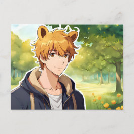Winnie the Pooh Anime Guy V2-vykort Vykort