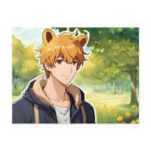 Winnie the Pooh Anime Guy V2-vykort
