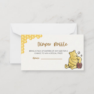 Winnie the Pooh Baby Shower Diaper Raffle Anteckningskort