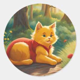 Winnie the Pooh Cat V1 Sticker Runt Klistermärke