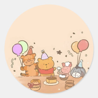 Winnie the Pooh födelsedag Runt Klistermärke