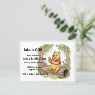Winnie the pooh första födelsedagskort inbjudan vykort