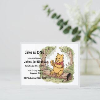 Winnie the pooh första födelsedagskort inbjudan vykort