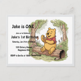 Winnie the pooh första födelsedagskort inbjudan vykort
