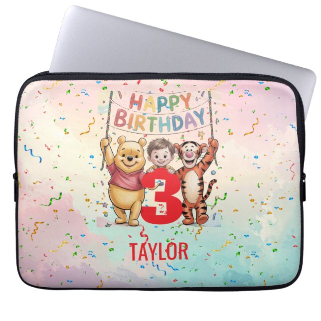 Winnie the Pooh | Happy Birthday Laptop Fodral (Framsidan)
