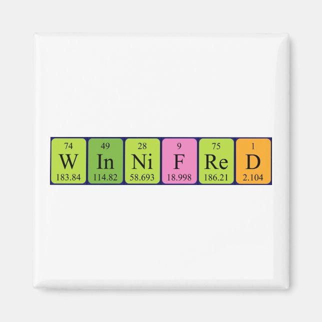 Winnifred Periperiodisk bord namn magnet (Framsidan)