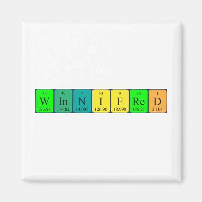 Winnifred Periperiodisk bord namn magnet (Framsidan)