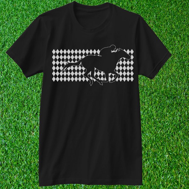 Winning Tävling Horse Diamonds T-Shirt (Diamond silks pattern with racehorse. Customize with any shirt and ink colors you like. )