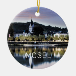 Winningen Moselle Sunset Panorama Tyskland Vintage Julgransprydnad Keramik