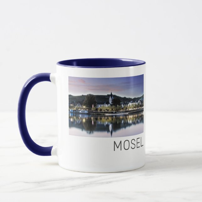 Winningen Moselle Sunset Panorama Tyskland Vintage Mugg (Vänster)