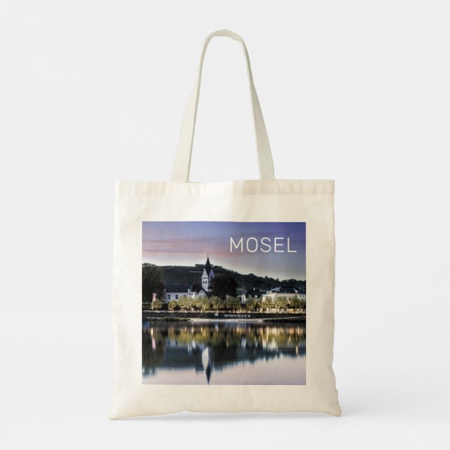 Winningen Moselle Sunset Panorama Tyskland Vintage Tygkasse (Baksida)