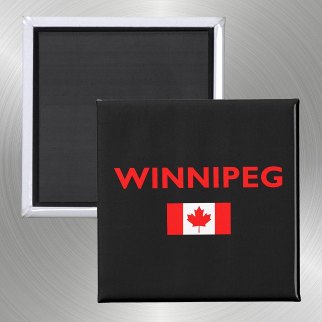 Winnipeg Canada Canadian Flagga Mörk Färg Magnet (Skapare uppladdad)