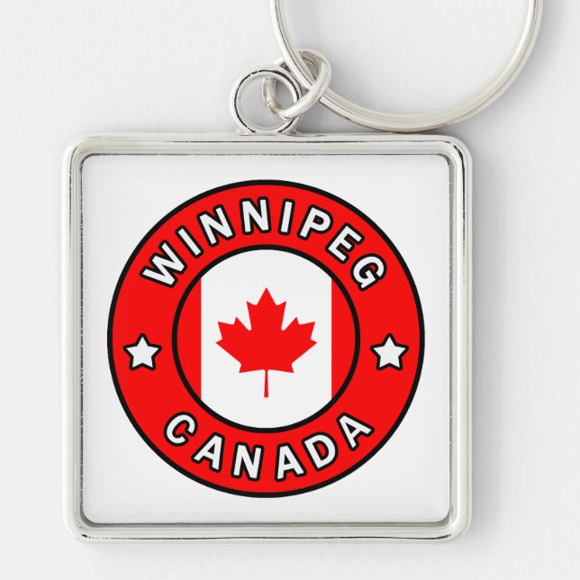 Winnipeg Kanada Fyrkantig Silverfärgad Nyckelring (Framsidan)