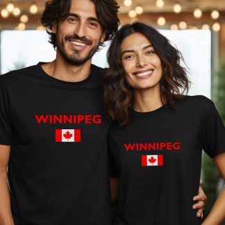 Winnipeg Kanada Kanadensisk Flagga Mörk Färg T Shirt