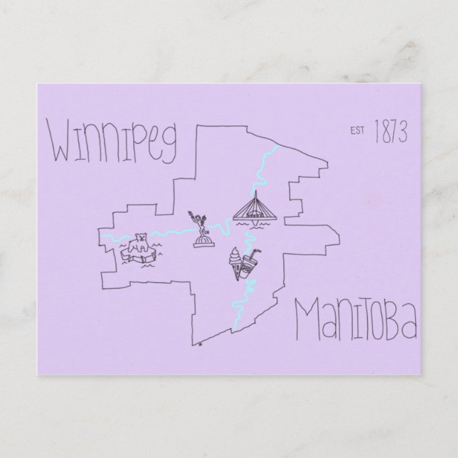 Winnipeg Karta Vykort (Framsida)