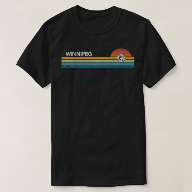 Winnipeg Manitoba Canada Retro Sunset Rainbow Synt T Shirt (Design framsida)