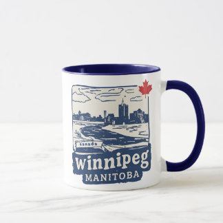 Winnipeg Manitoba Kanada Blå Minimalistisk Stadssi Mugg