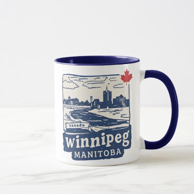 Winnipeg Manitoba Kanada Blå Minimalistisk Stadssi Mugg (Höger)