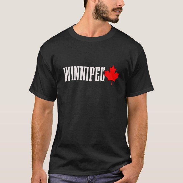 Winnipeg Manitoba Maple Löv Canada Flagga T Shirt (Framsida)