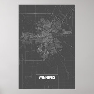 Winnipeg Manitoba (vit på svart) Poster