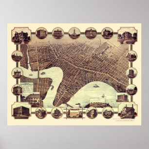 Winnipeg, MB, Kanada Panoramic Karta - 1884 Poster