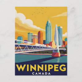 Winnipeg Skyline Kanada Vintage Konst Vykort