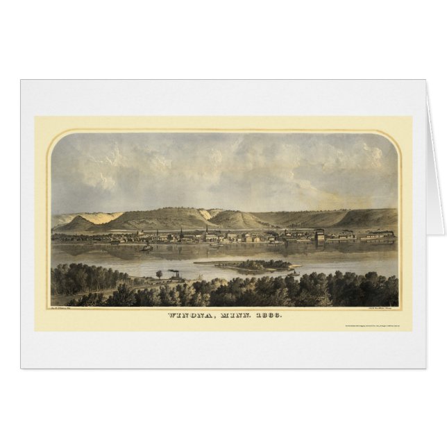 Winona County panorama- karta för MN - 1867 Hälsningskort (Framsidan Horizontal)