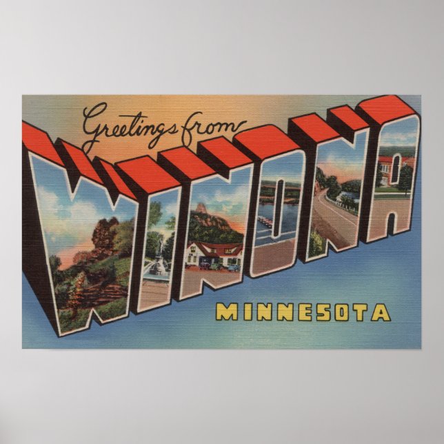 Winona, Minnesota - Large Brev Scenes Poster (Framsidan)