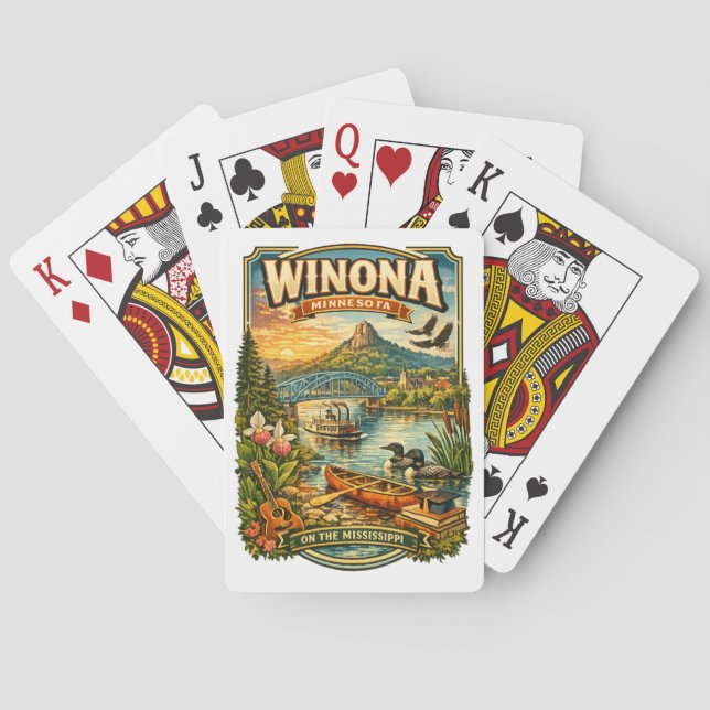 Winona, MN Minnesota Souvenir Present Spelkort (Baksidan)