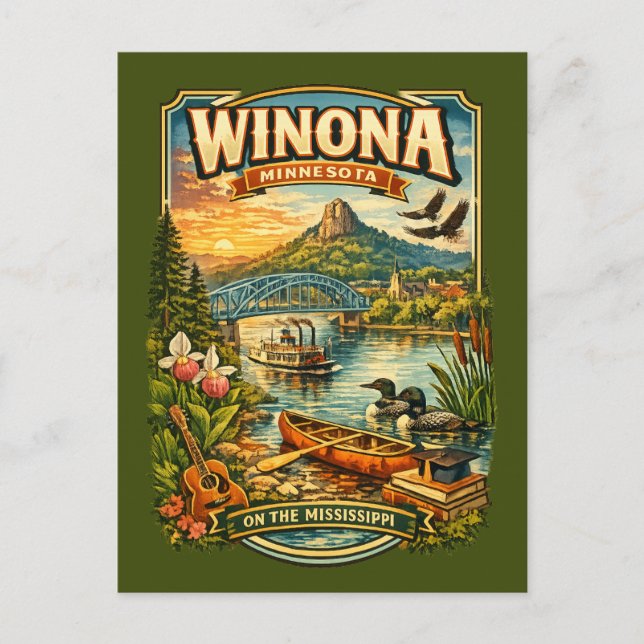 Winona, MN Minnesota Unik Personlig Vykort (Framsida)