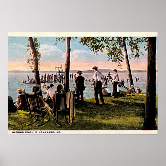 Winona Sjö, Indiana Bathing Beach Poster (Framsidan)