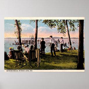 Winona sjö, Indiana som badar stranden Poster