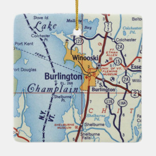 Winoski Vermont och Burlington VT Julgransprydnad Keramik