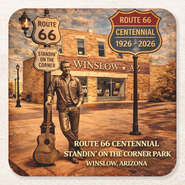Winslow Arizona Ikoniska Barprylar Underlägg Papper Kvadrat (Framsidan)
