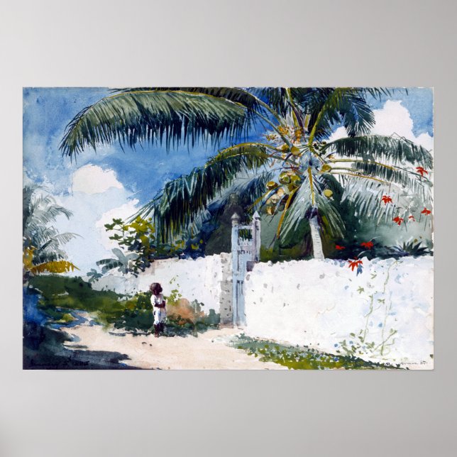 Winslow Homer A Garden in Nassau Poster (Framsidan)