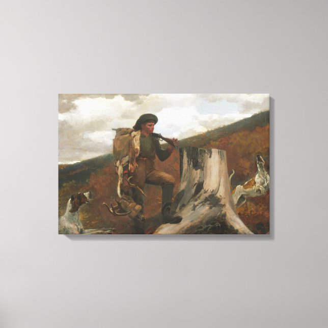 Winslow Homer - A Huntsman och Hundar Canvastryck (Framsida)
