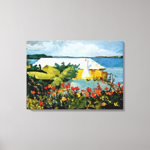 Winslow Homer art: Blomsterträdgård och Bungalow Canvastryck