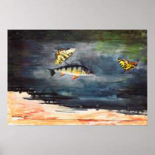 Winslow Homer art - Fiskar och fjärilar Poster