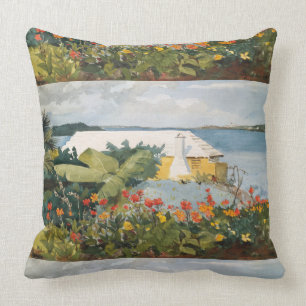 Winslow Homer Blomsterträdgård och Bungalow Berm Kudde