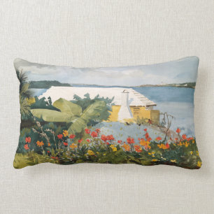 Winslow Homer Blomsterträdgård och Bungalow Berm Lumbarkudde