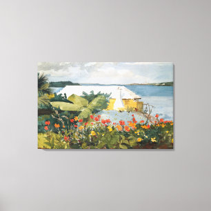Winslow Homer Blomsterträdgård och Bungalow Bermud Canvastryck