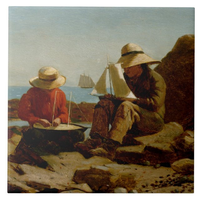 Winslow Homer - Boat Builders Kakelplatta (Framsidan)