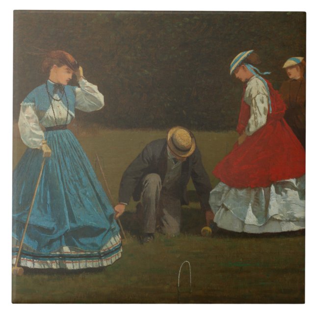 Winslow Homer - Croquet Scene Kakelplatta (Framsidan)