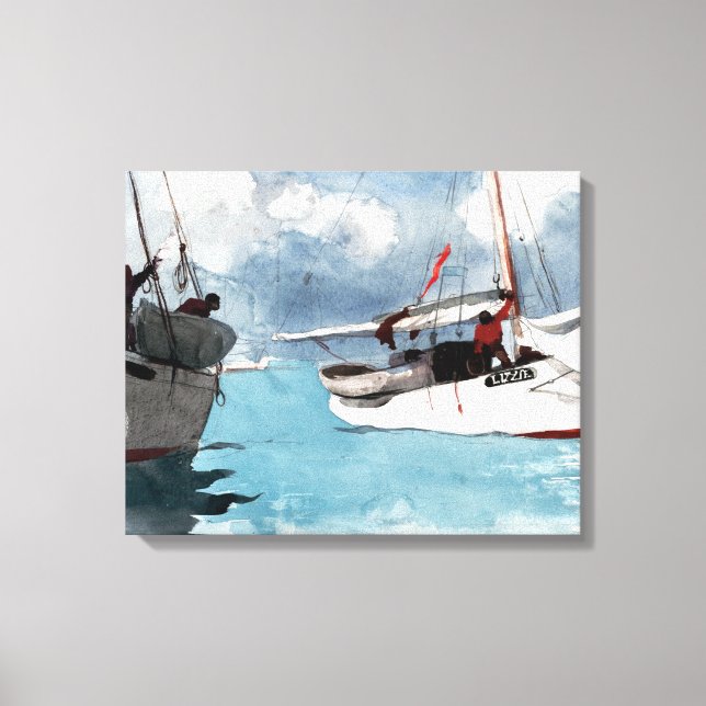 Winslow Homer FishBoats, Nyckel Väster Canvastryck (Framsida)