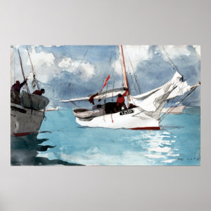 Winslow Homer FishBoats, Nyckel Väster Poster